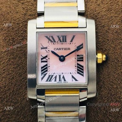 Super Replica Cartier Tank Francaise Watch 2-Tone Pink Face